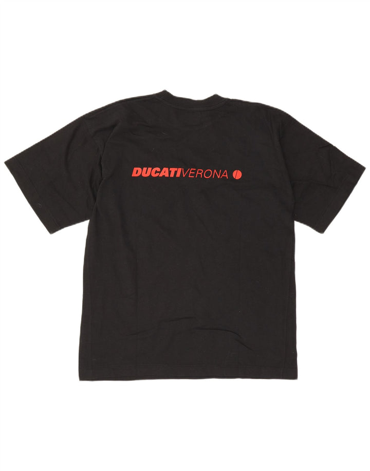 Camiseta gráfica masculina Ducati Top médio algodão preto