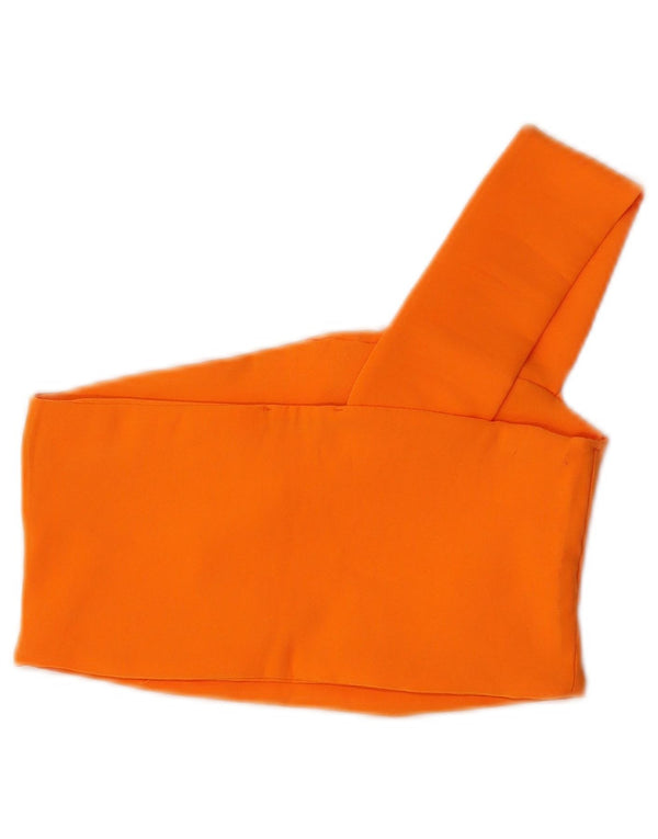 Zara Womens Crop One Ombro Top UK 12 Médio Laranja Poliéster