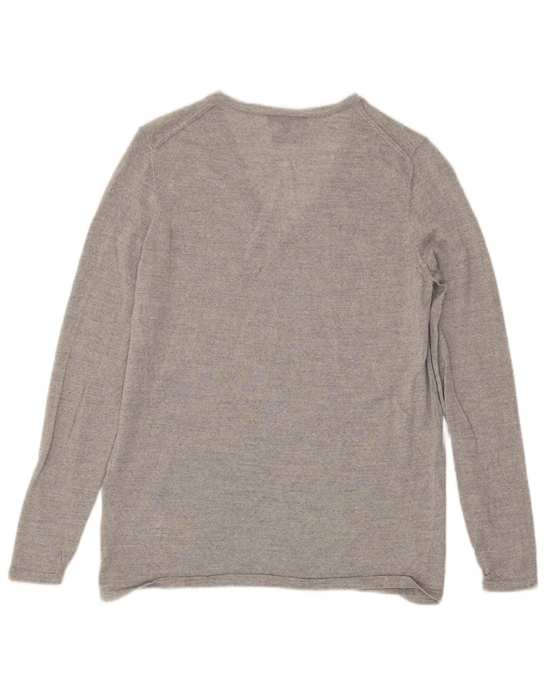Suéter feminino Tommy Hilfiger com decote em V Reino Unido 14 grande lã cinza