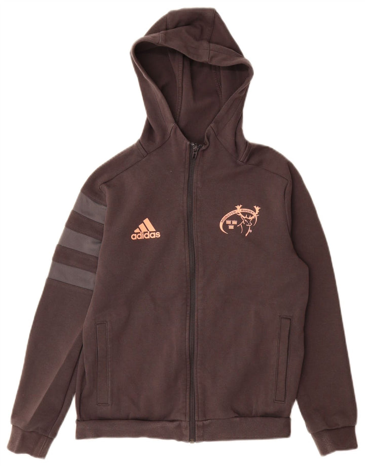 ADIDAS Suéter feminino Munster Rugby Zip com capuz 11-12 anos algodão cinza