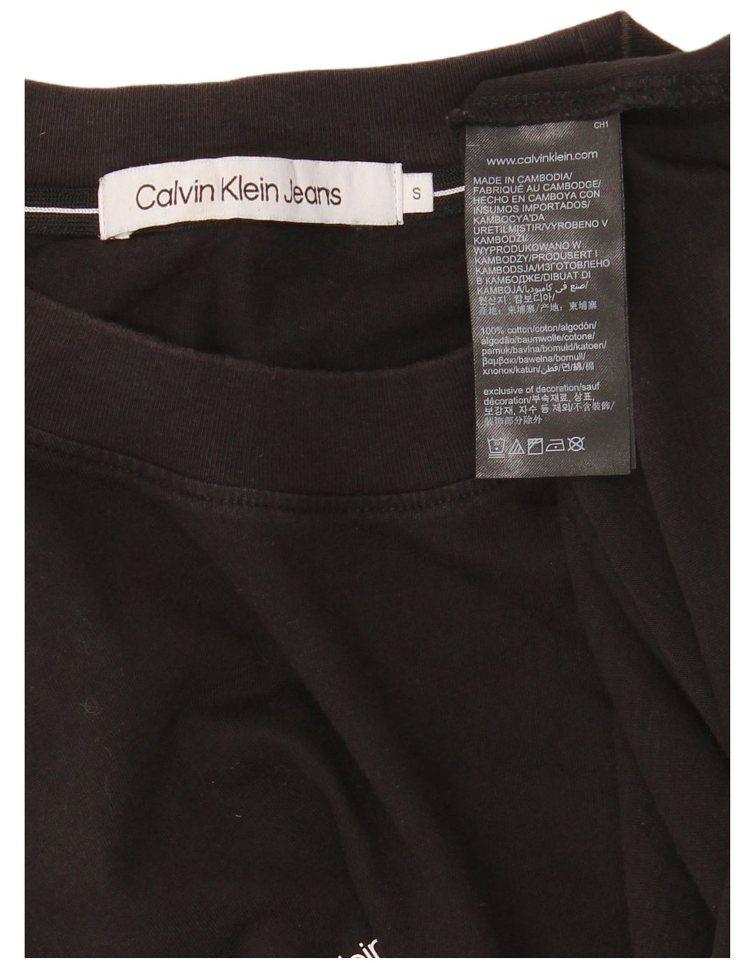 Calvin Klein Jeans Masculino Top Gráfico Manga Longa Pequeno Algodão Preto