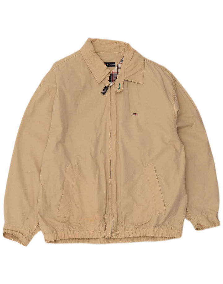 Jaqueta bomber masculina Tommy Hilfiger Reino Unido 36 algodão bege pequeno