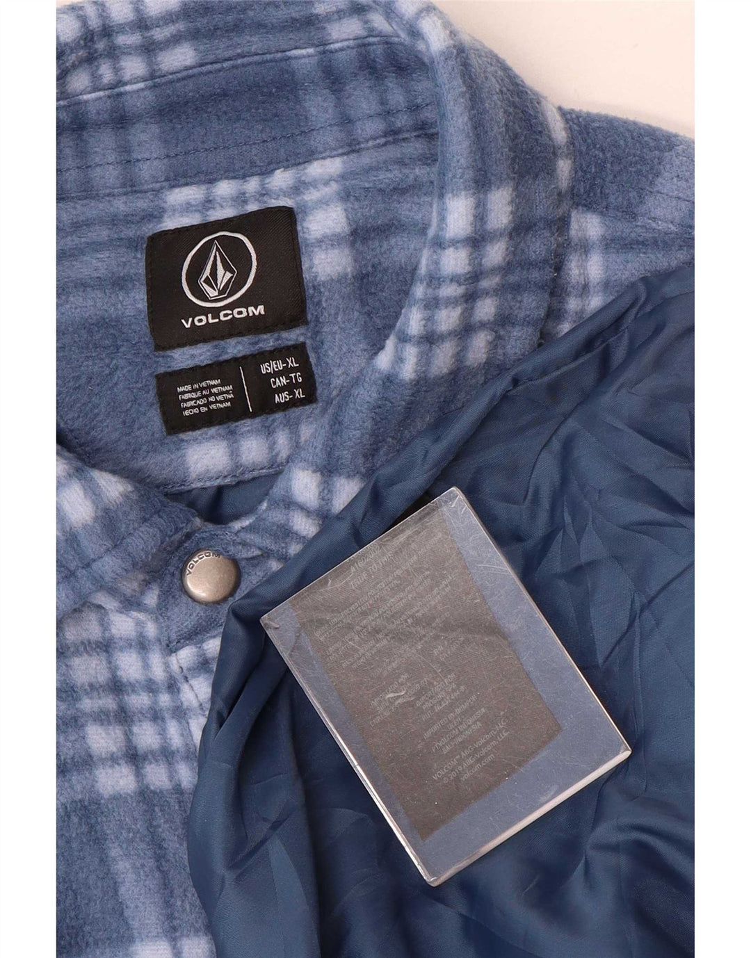 Camisa masculina de lã de lenhador da Volcom XL azul xadrez poliéster