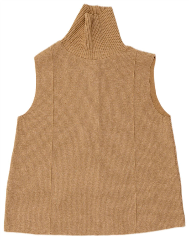 Zara Womens Vest Top UK 12 Algodão Bege Médio