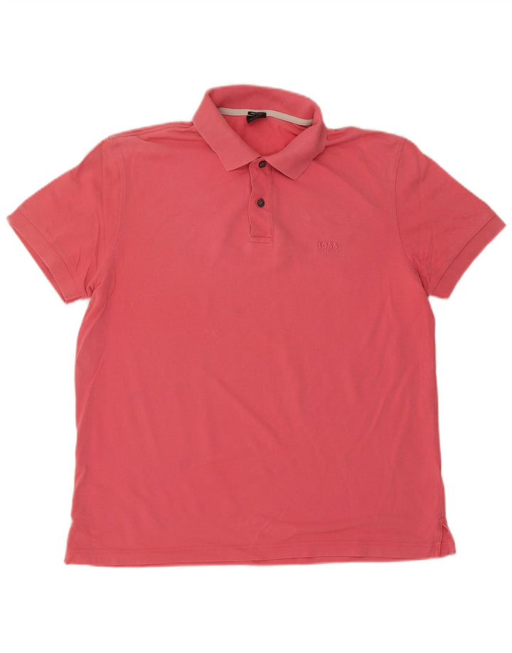 Camisa polo masculina Hugo Boss Regular Fit grande algodão vermelho