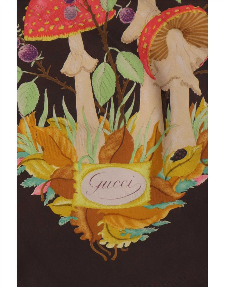 Lenço quadrado feminino Gucci tamanho único seda floral marrom