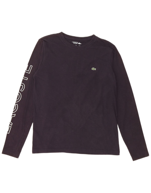 LACOSTE Boys Graphic Top Long Sleeve 15-16 Years Navy Blue Cotton