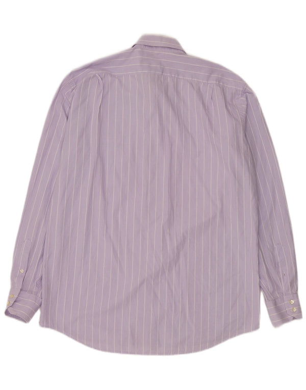 Camisa masculina Lacoste tamanho 42 grande algodão listrado roxo