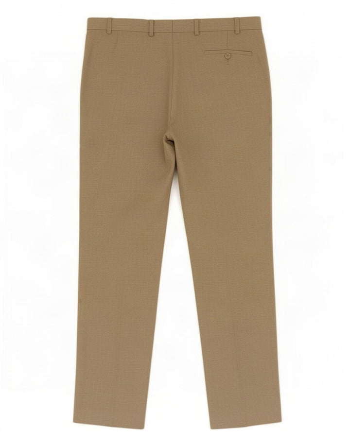 Calça masculina de terno reto Marks & Spencer W38 L33 poliéster bege