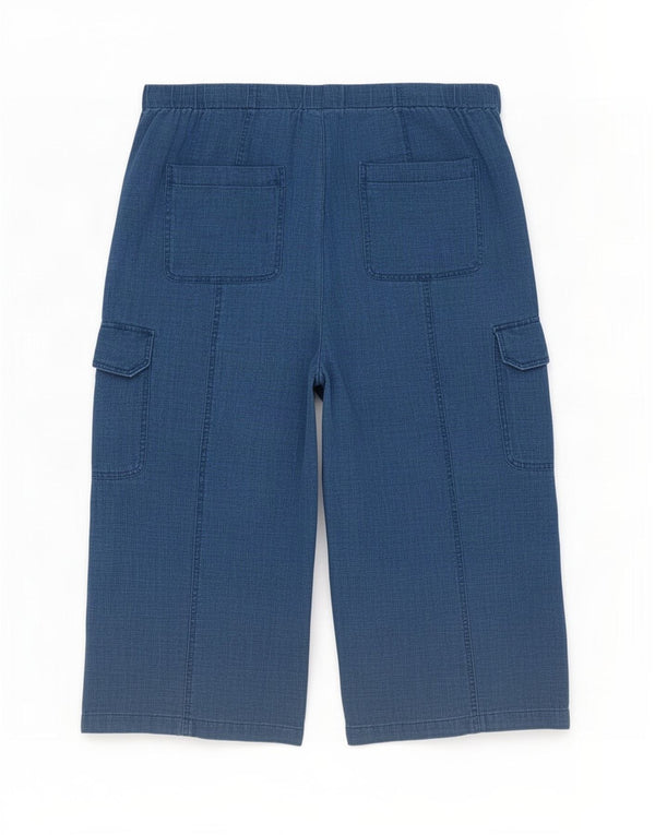 Calça feminina cortada de cintura alta Marks & Spencer UK 20 2XL W40 L24 azul
