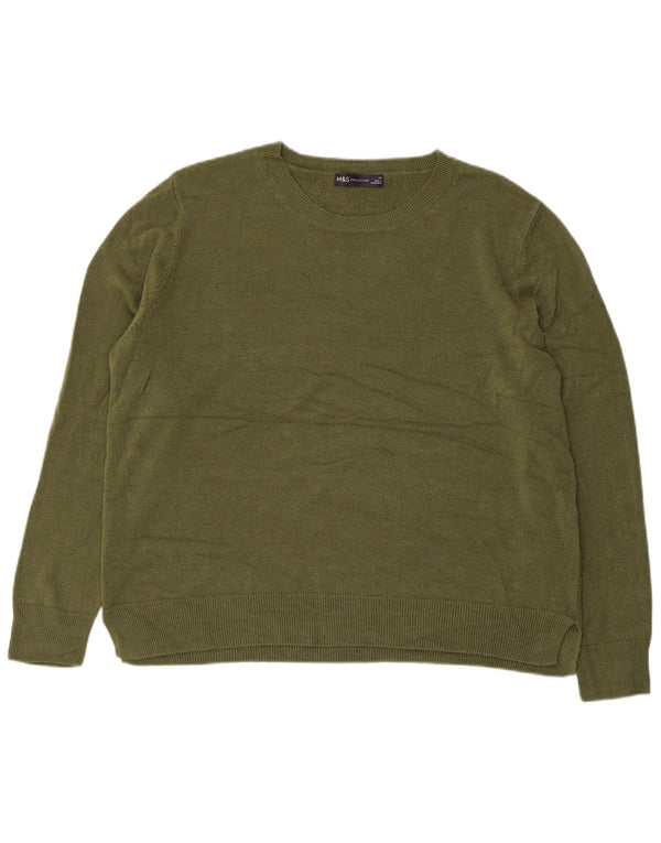 MARKS & SPENCER Womens Boat Neck Jumper Sweater UK 18 XL  Khaki Acrylic