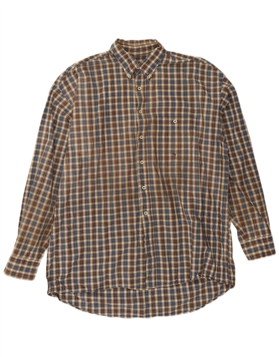 Camel Camisa masculina grande xadrez multicolorida