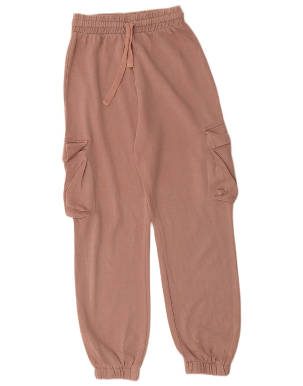 Calça esportiva feminina Zara Cargo Joggers UK 8 pequeno algodão rosa