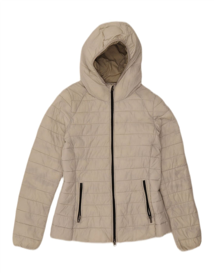 REFRIGUE Womens Hooded Padded Jacket UK 6 XS Grey Vintage Refrigue and Second-Hand Refrigue from Messina Hembry 