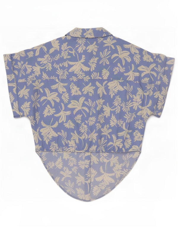 Zara Blusa feminina cropped assimétrica 11-12 anos azul floral