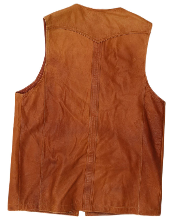 Colete de couro masculino vintage Reino Unido 38 marrom médio