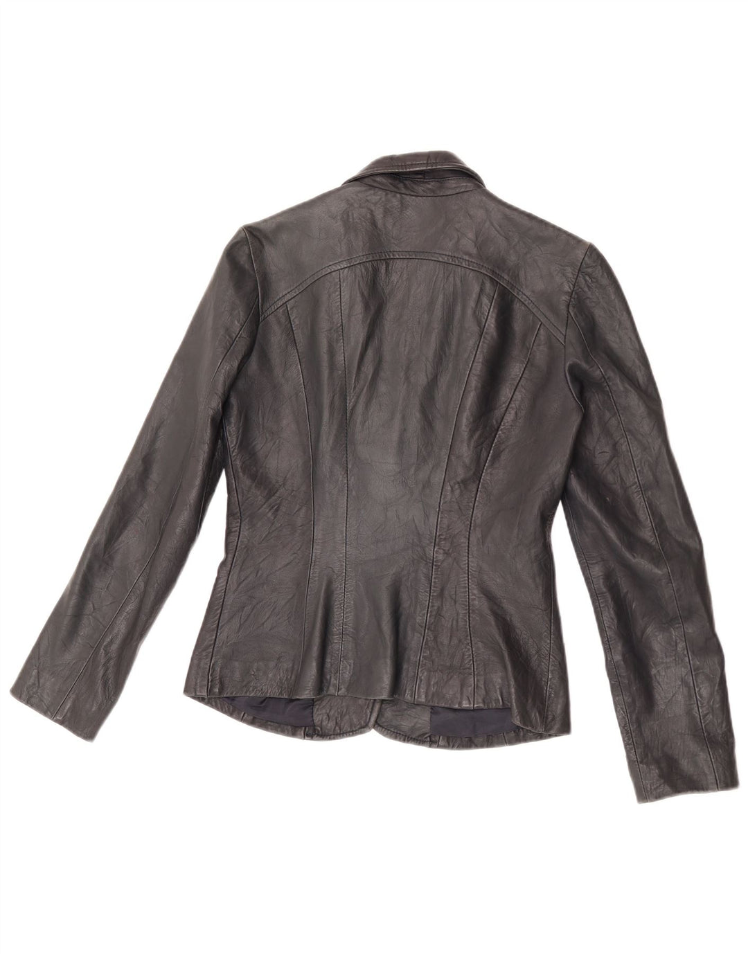 Jaqueta blazer feminina vintage de couro com 2 botões IT 44 couro preto médio