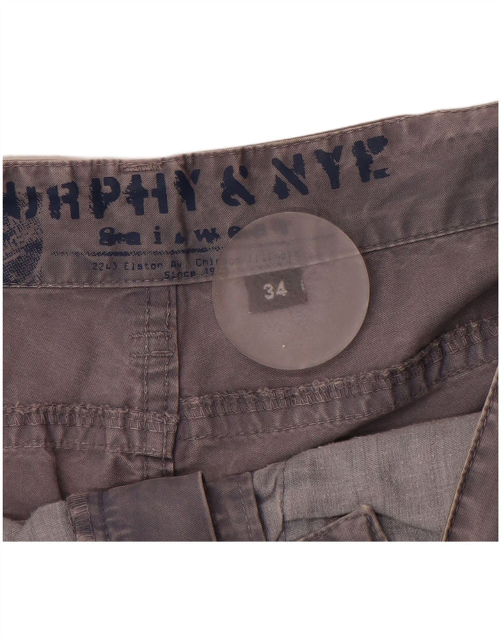 Shorts cargo masculino Murphy & Nye W34 grande algodão cinza