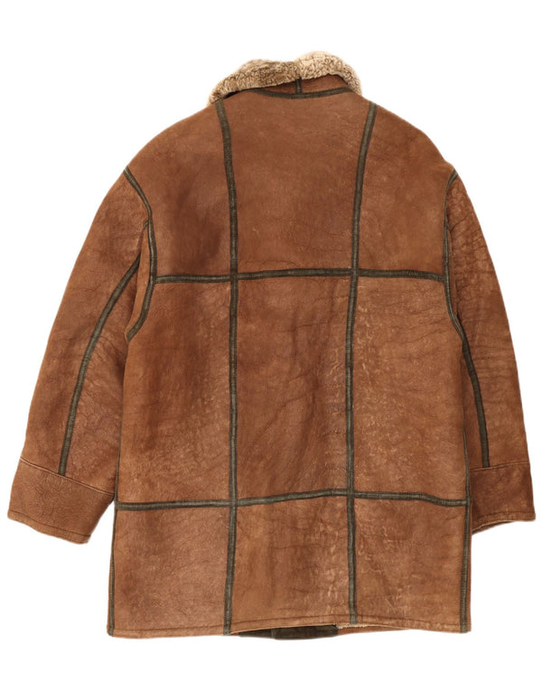 Jaqueta Christ Mens Shearling IT 48 Couro Marrom Médio