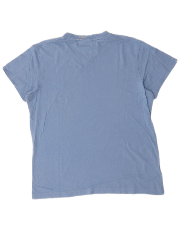 Camiseta feminina Ralph Lauren UK 14 algodão azul médio