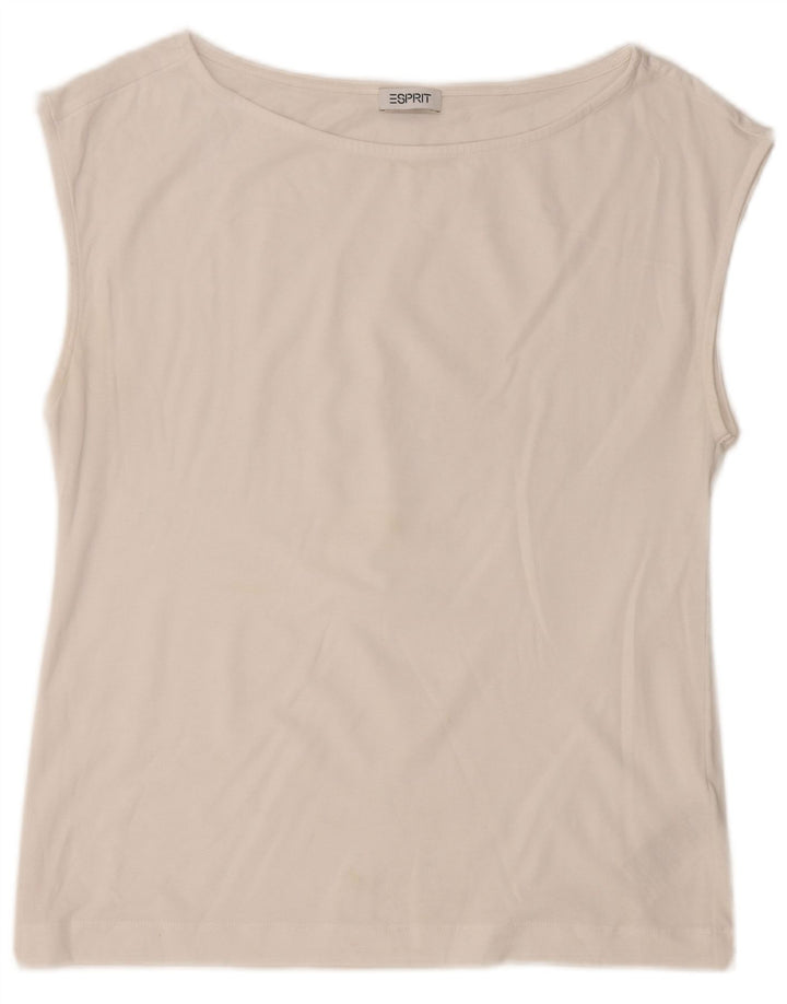 Colete feminino ESPRIT UK 16 grande algodão branco