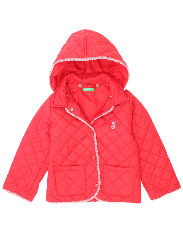 Casaco acolchoado com capuz para meninas Benetton 2-3 anos 2XS vermelho