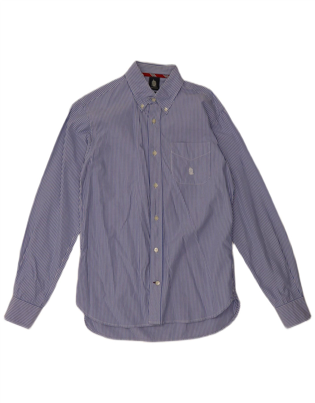 Camisa masculina de ajuste regular Marina Yachting tamanho 39 algodão listrado azul médio