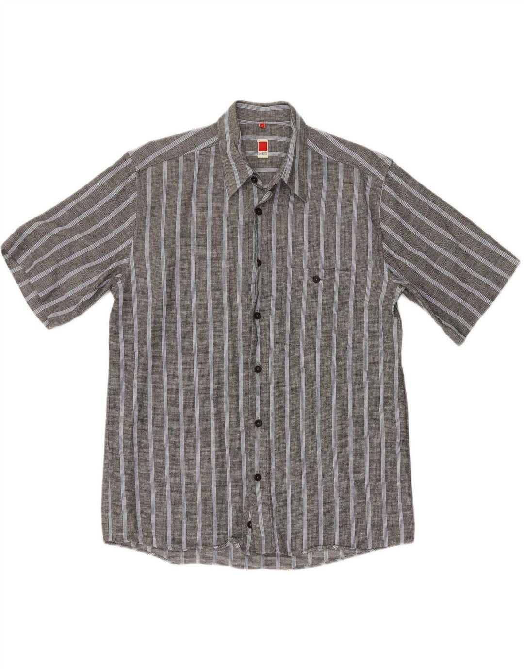 Camisa masculina de manga curta BENETTI listrada cinza médio