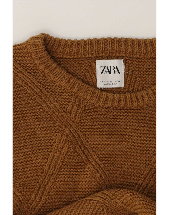 Zara Suéter masculino com gola canoa grande marrom