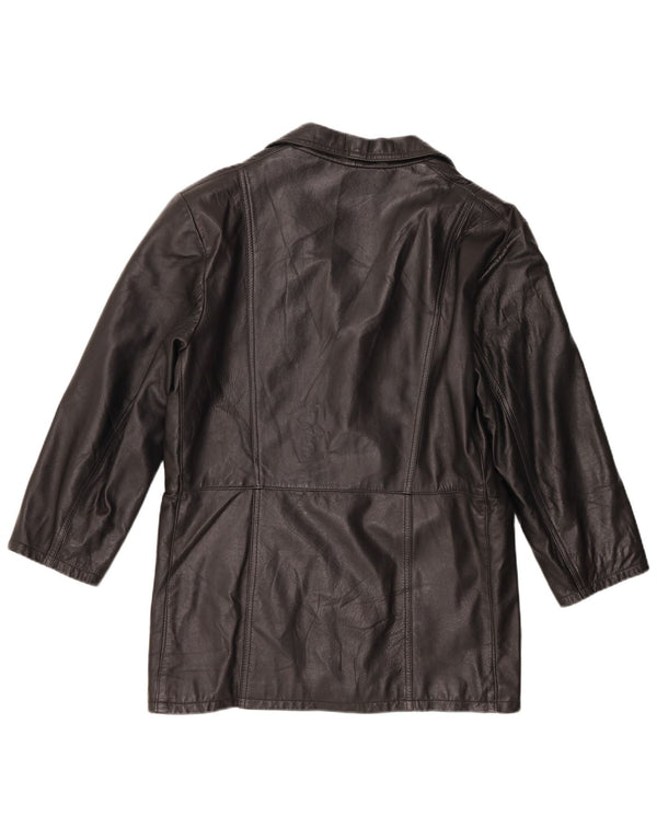 Jaqueta blazer de couro vintage feminina com 3 botões IT 50 XL couro preto