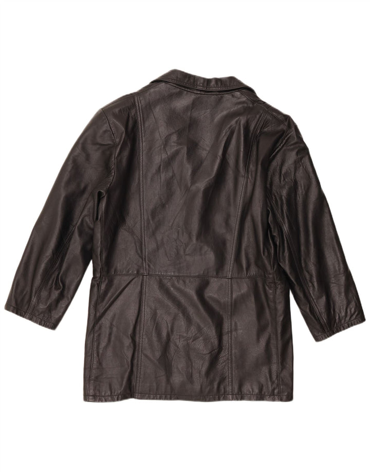 Jaqueta blazer de couro vintage feminina com 3 botões IT 50 XL couro preto