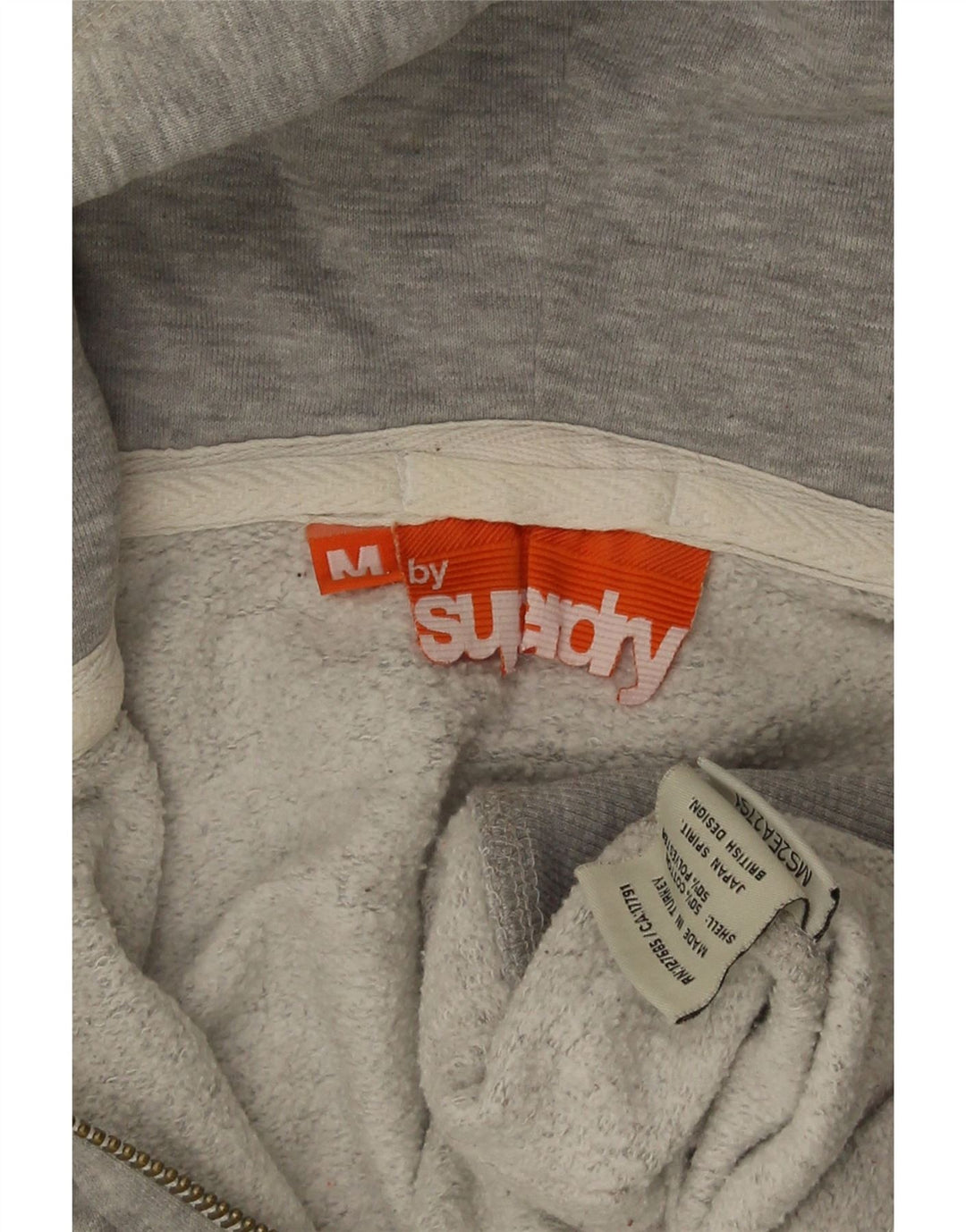 Suéter masculino Superdry com capuz e zíper, algodão manchado cinza médio