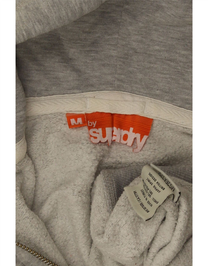 Suéter masculino Superdry com capuz e zíper, algodão manchado cinza médio