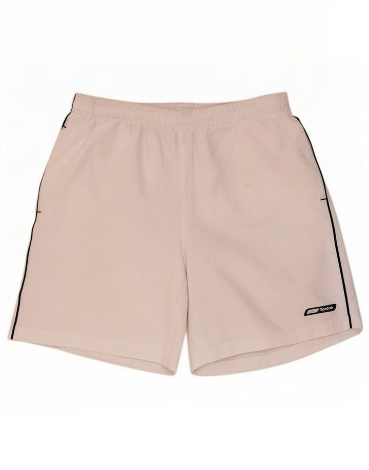 Shorts esportivos masculinos Reebok grande poliéster branco