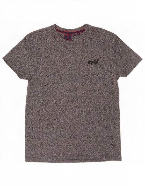 Camiseta masculina Superdry Top cinza médio algodão manchado