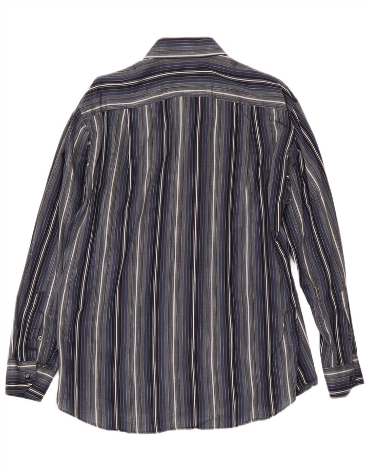 Camisa masculina Roccobarocco tamanho 39 15 1/2 médio azul marinho listrado