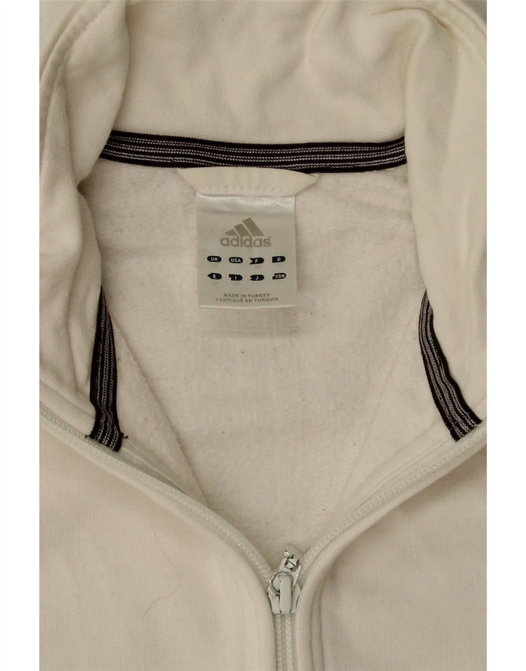 Adidas Womens Tracksuit Top Jacket UK 12 Médio Algodão Branco