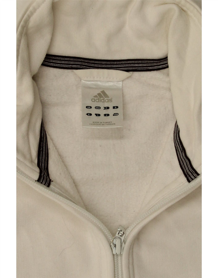 Adidas Womens Tracksuit Top Jacket UK 12 Médio Algodão Branco
