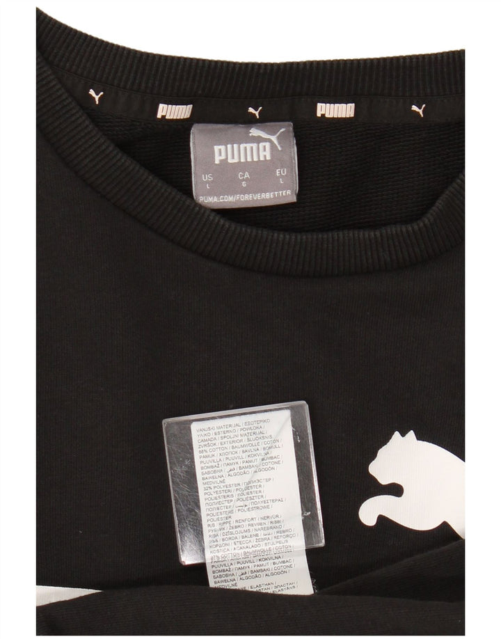 Puma Mens Graphic Moletom Jumper Grande Algodão Preto