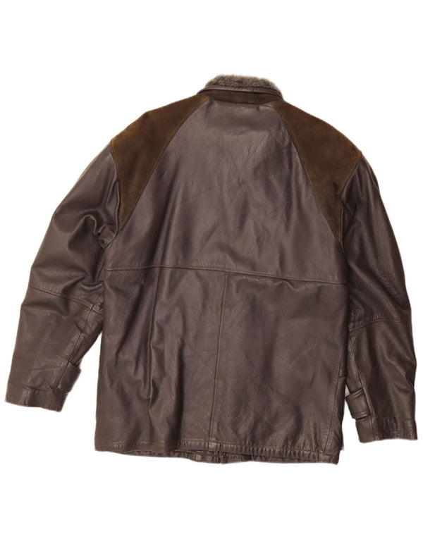 Jaqueta de couro masculina vintage IT 46 pequeno bloco colorido preto