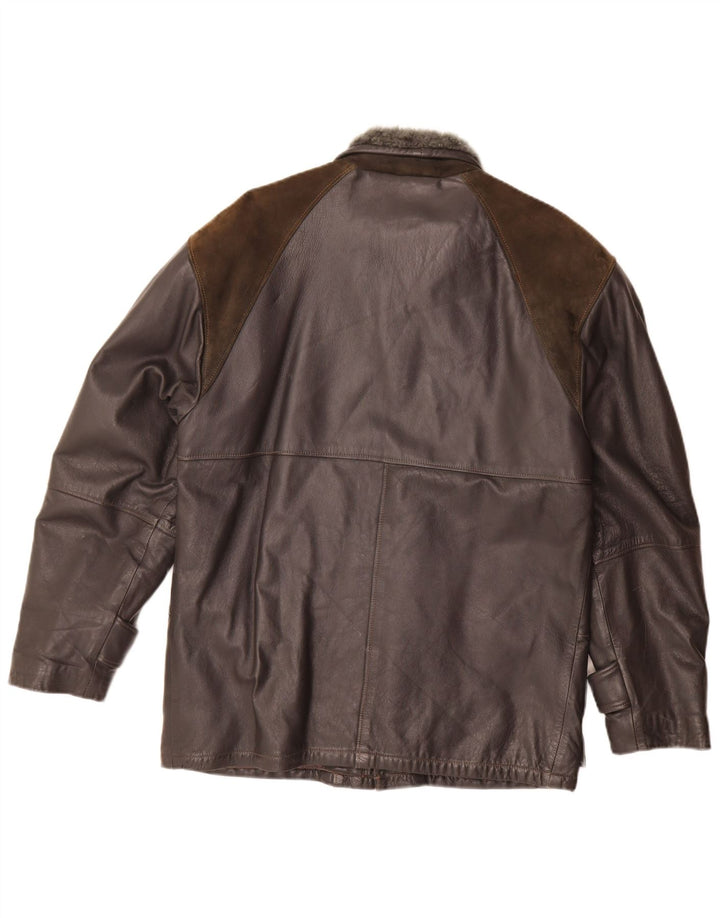 Jaqueta de couro masculina vintage IT 46 pequeno bloco colorido preto