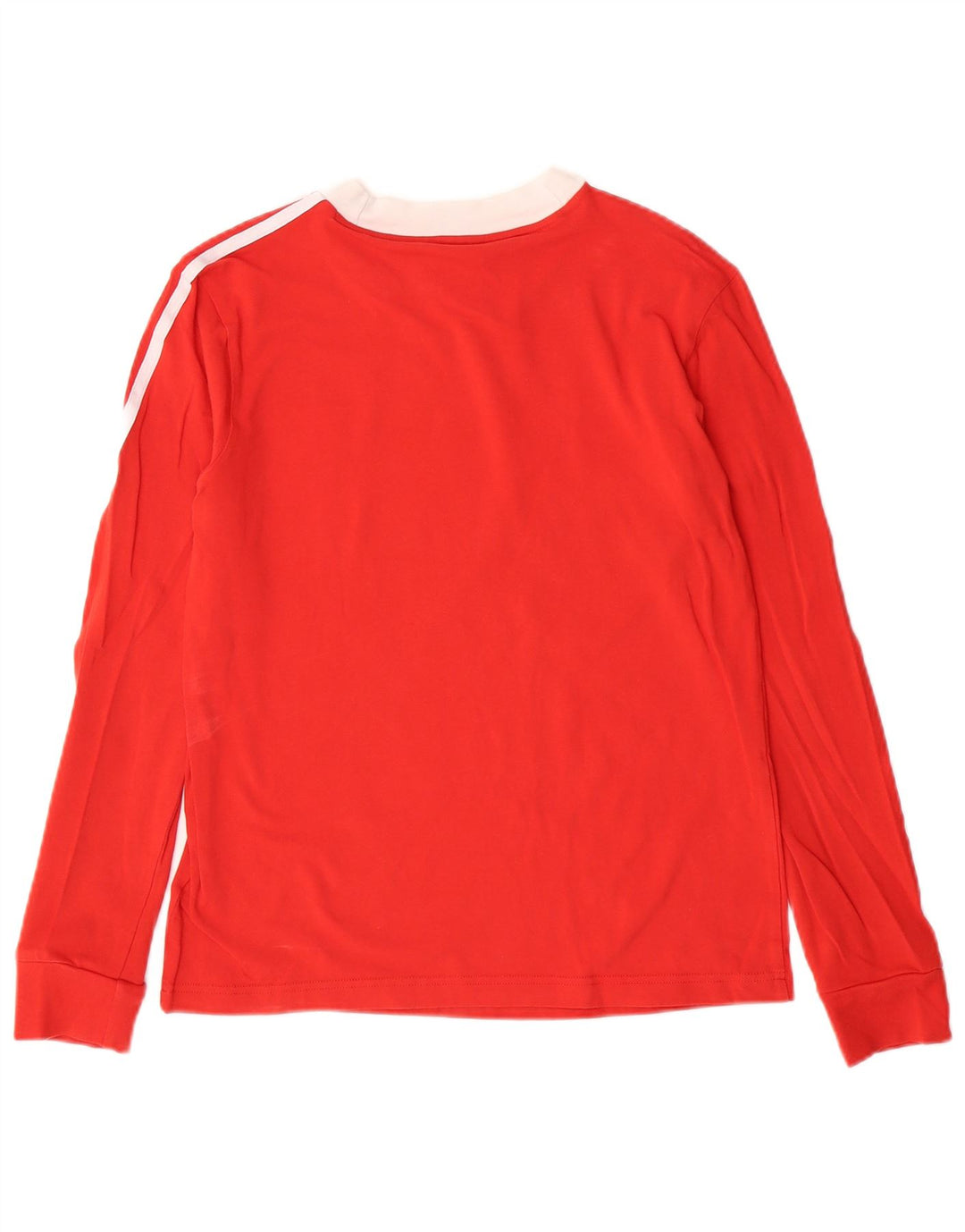 Adidas Womens Top Manga Longa UK 10 Pequeno Algodão Listrado Vermelho