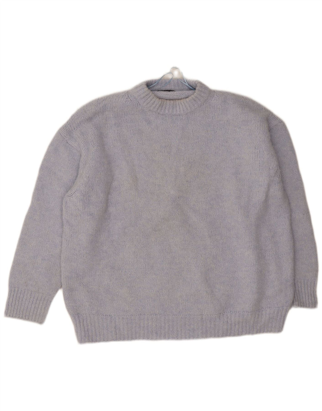 Zara Suéter feminino oversized com gola redonda Reino Unido 18 XL azul poliéster