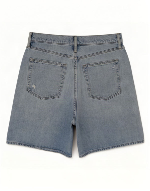 Shorts jeans feminino Gap desgastado médio W28 algodão azul
