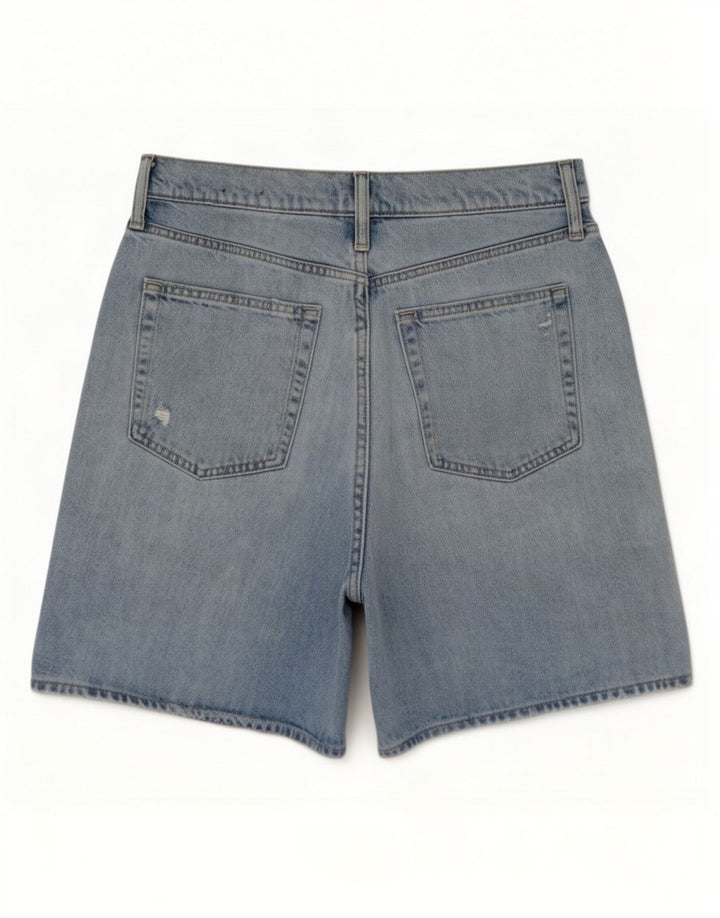 Shorts jeans feminino Gap desgastado médio W28 algodão azul