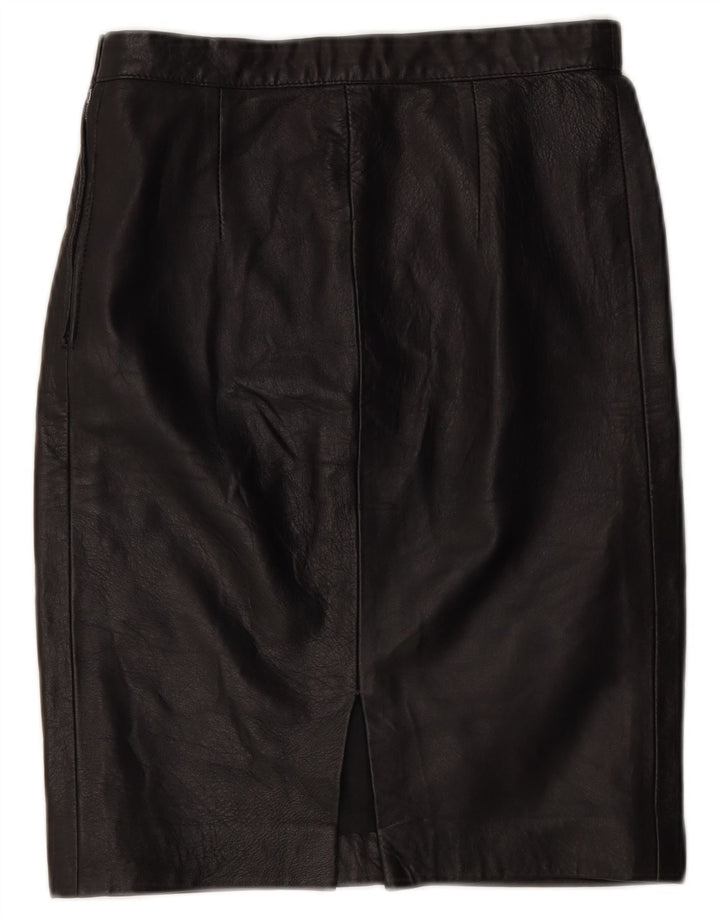 Saia de couro feminina vintage IT 42 médio W26 preta