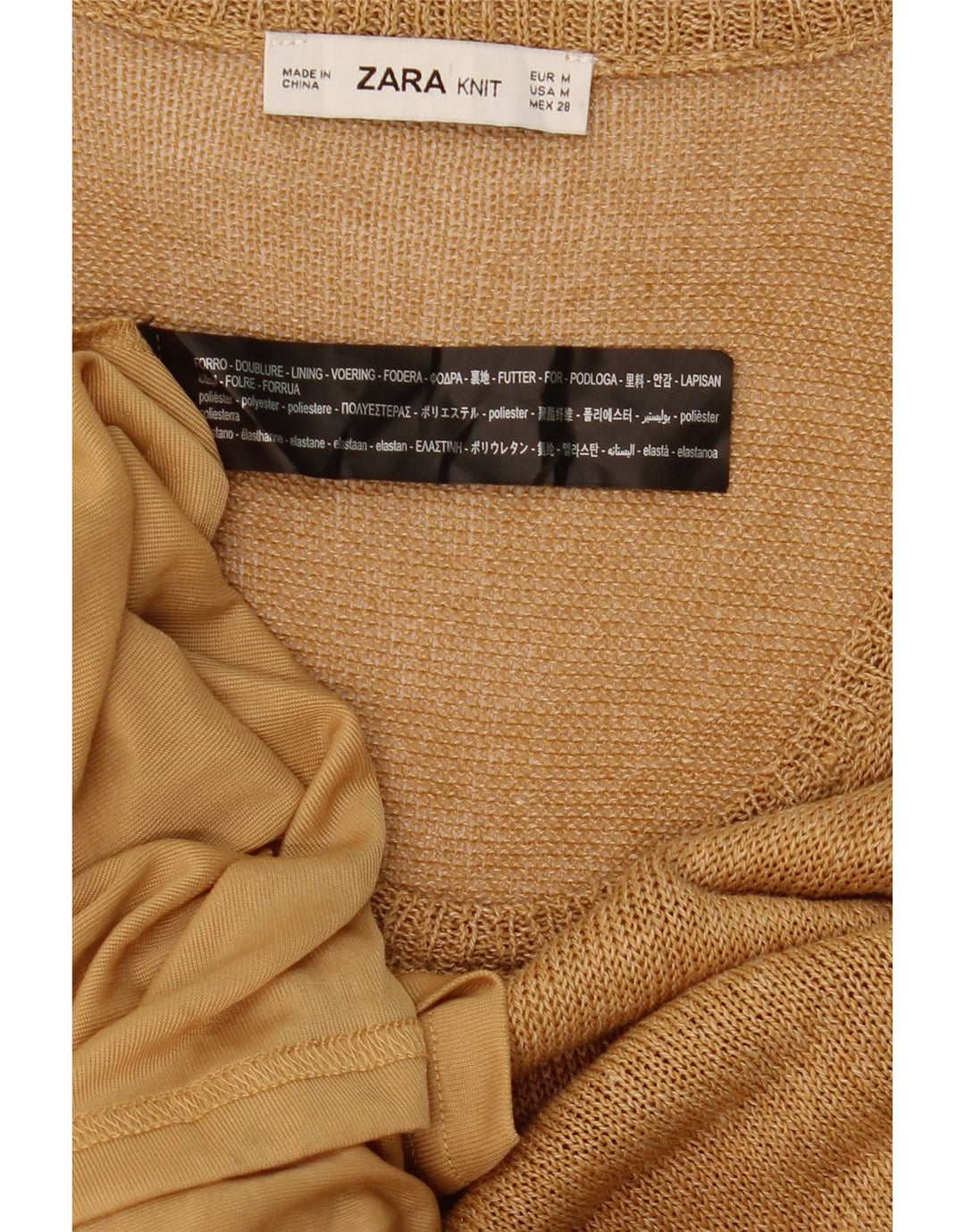 Zara Vestido feminino maxi sem mangas, Reino Unido 12 Poliéster bege médio