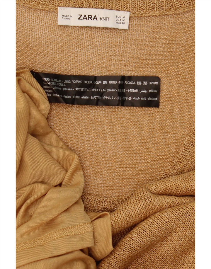 Zara Vestido feminino maxi sem mangas, Reino Unido 12 Poliéster bege médio