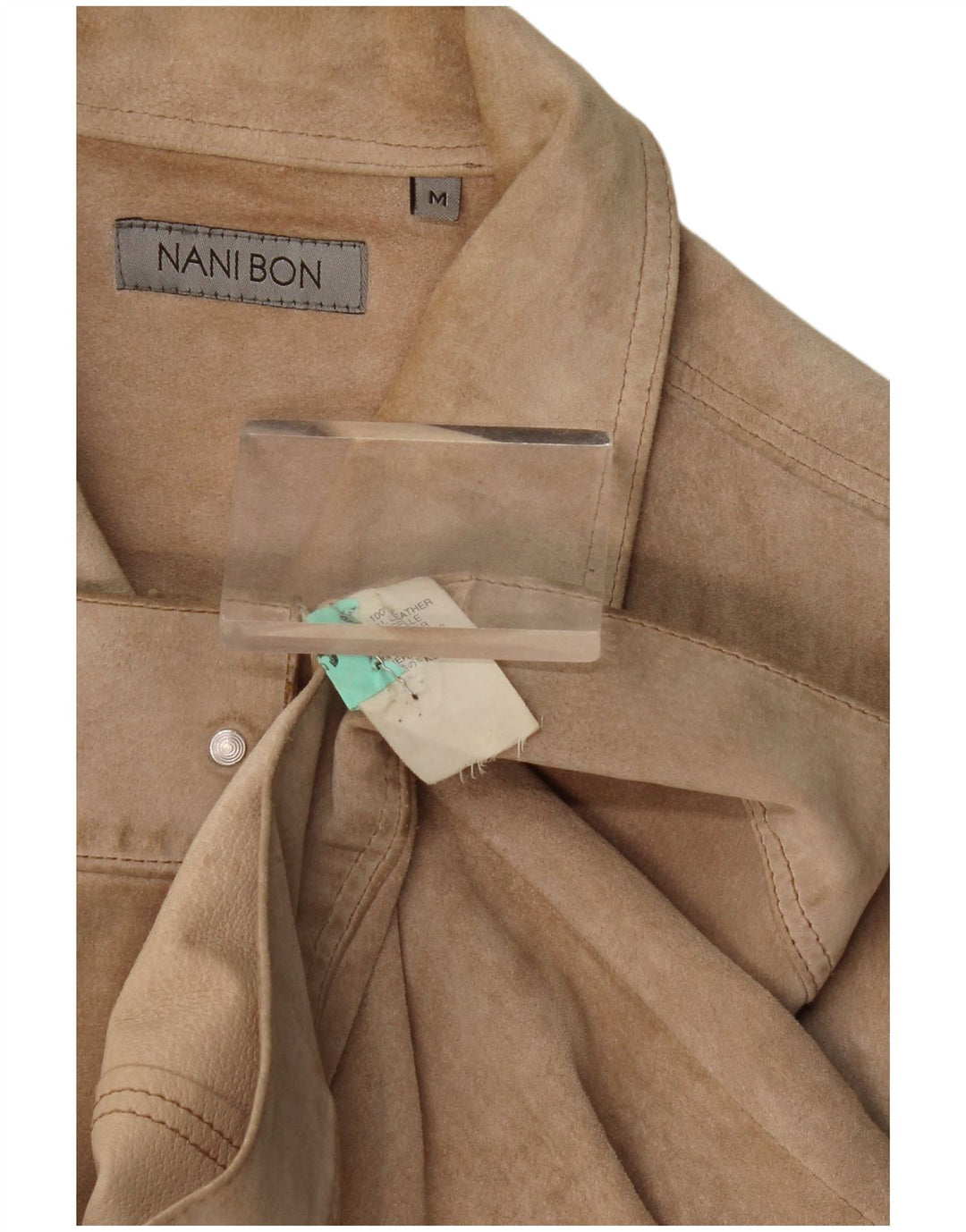 Jaqueta bomber masculina de camurça NANI BON Reino Unido 38 couro bege médio
