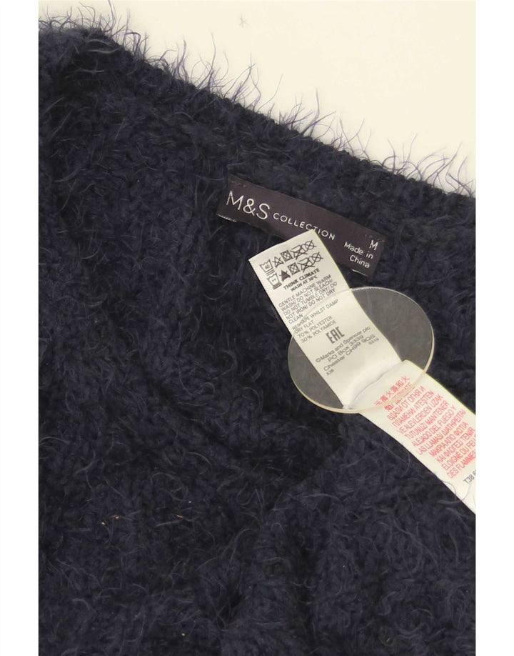 Suéter feminino Marks & Spencer com decote em V Reino Unido 14 médio azul marinho
